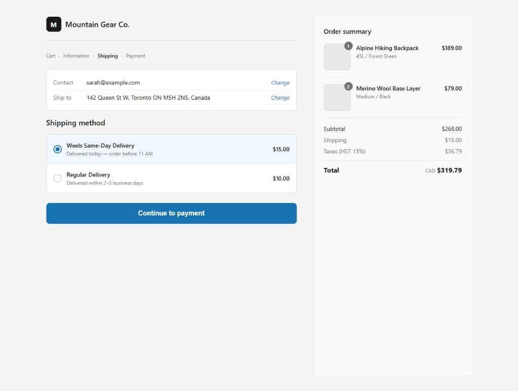 Shopify Checkout — Basic / Grow