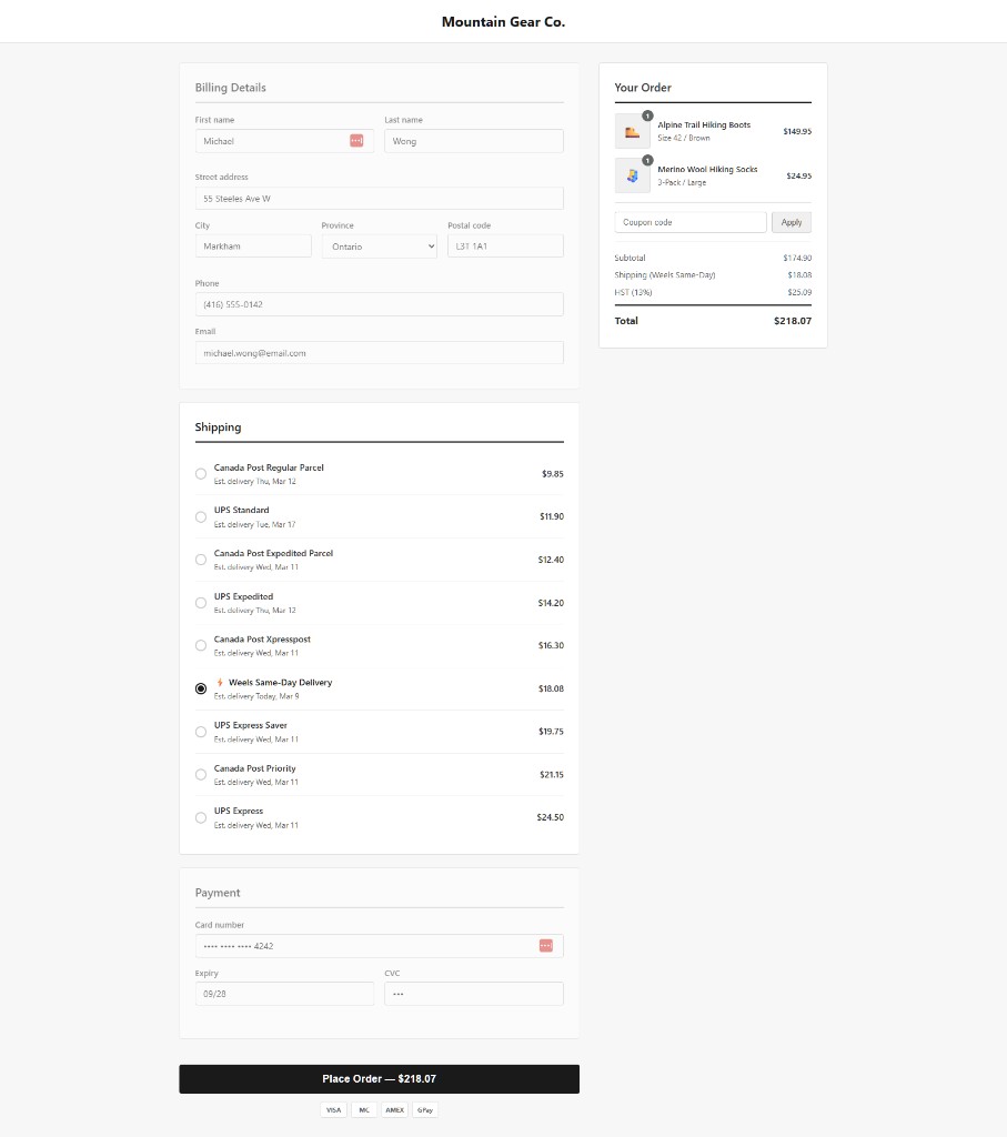 WooCommerce Checkout — Weels Shipping